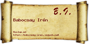Babocsay Irén névjegykártya