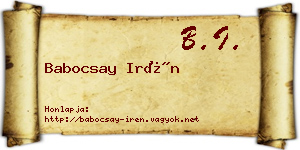 Babocsay Irén névjegykártya